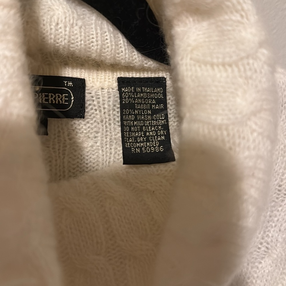 Vintage 80s cable knit sweater NWT by Jeanne Pierre, cream. Large. 60% lambswool - Picture 10 of 10